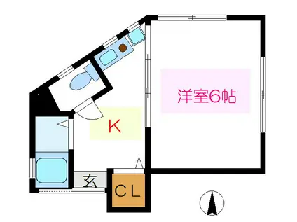 ドゥシェーヌIII(1K/1階)の間取り写真
