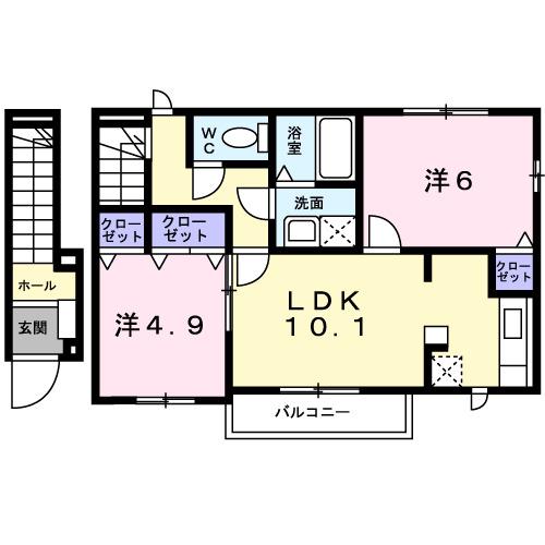 パーク・アベニューC(2LDK/2階)の間取り写真