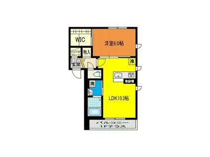 スカイプレジア(1LDK/2階)の間取り写真