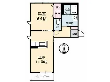 シャーメゾンフェアリー III棟(1LDK/1階)の間取り写真