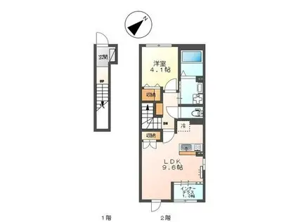 グランデルーチェ(1LDK/2階)の間取り写真