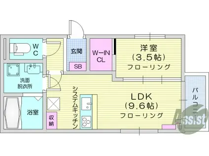 KIRARA NAGAMACHI(1LDK/1階)の間取り写真