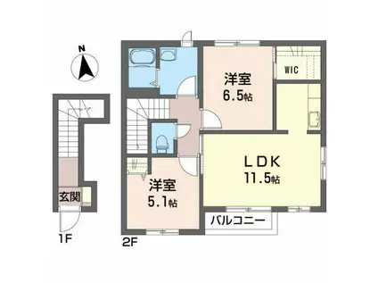 ゲストハウス・アイリス(2LDK/2階)の間取り写真