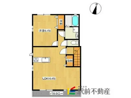 プレイス緑ヶ丘(1LDK/2階)の間取り写真