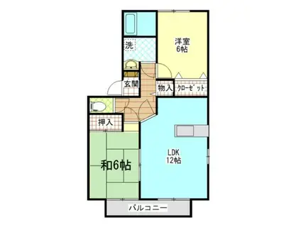 EXCEL N B(2LDK/2階)の間取り写真