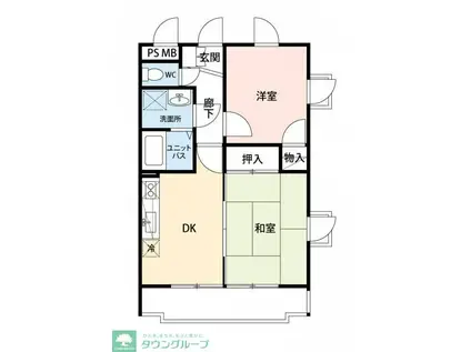 YHハイツ(2DK/3階)の間取り写真