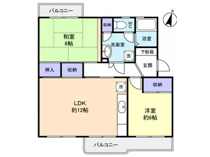 村上団地1街区10号棟(2LDK/4階)の間取り写真