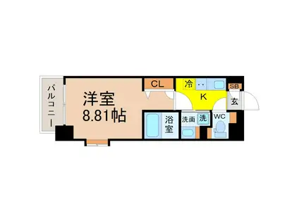 シティライフ泉(1K/5階)の間取り写真