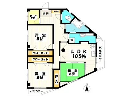 SUN ウエスト NOZUKI(3LDK/3階)の間取り写真