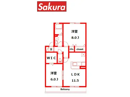 アルシオーネ(2LDK/1階)の間取り写真