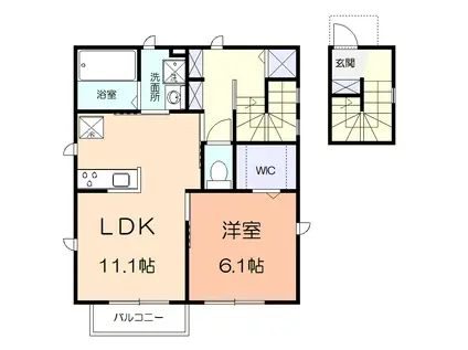 アメニティー藤沢市本鵠沼3丁目アパート(1LDK/2階)の間取り写真