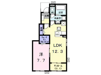 フェイバー ヒロ(1LDK/1階)の間取り写真