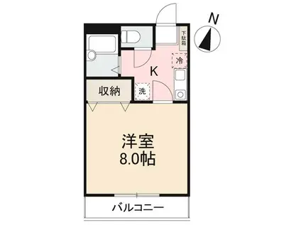 クレイドル橋谷I・II(1K/1階)の間取り写真