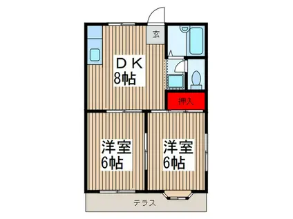 ライトエリカ(2DK/1階)の間取り写真