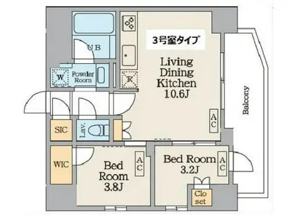 GARDEN XAVIS南蒲田(2LDK/5階)の間取り写真