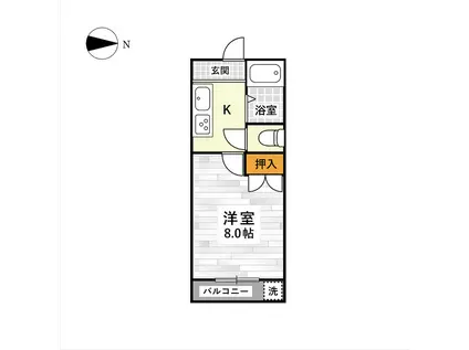 プライマリー黒髪II(1K/5階)の間取り写真