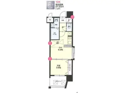 NO.66 2100 GUARANTEE 21 ORIENT BLD(1DK/10階)の間取り写真