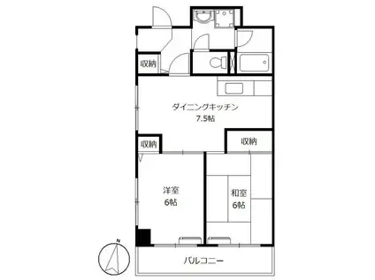 フィオーレ世田谷公園(2DK/3階)の間取り写真