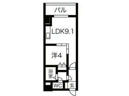 コートロティS15(1LDK/4階)の間取り写真