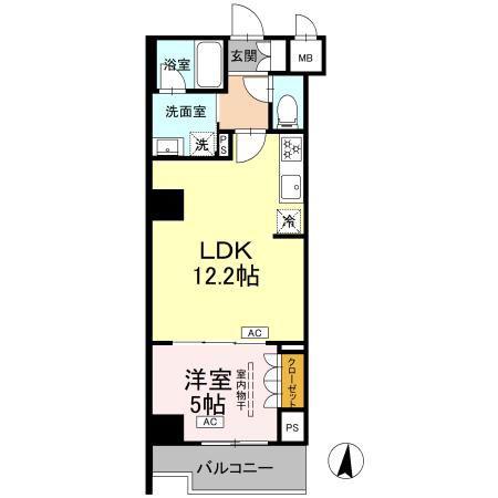 ロイジェント潮見(1LDK/4階)の間取り写真