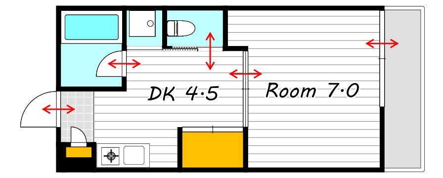 パーティアム津高(1DK/1階)の間取り写真