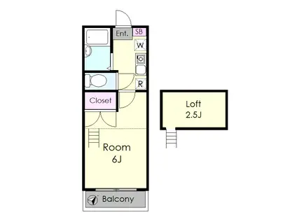 ヴェルドミール(1K/2階)の間取り写真