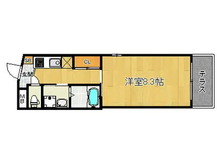 パークウォーク御所北(1K/1階)の間取り写真