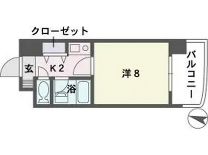 ソレアード赤坂(1K/2階)の間取り写真