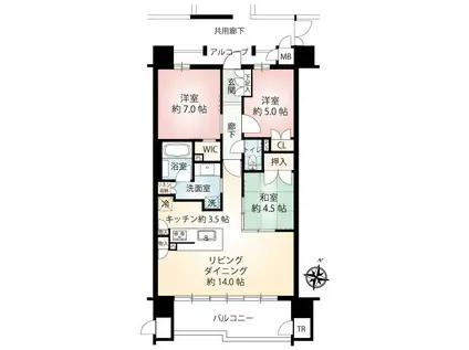 プレミスト広瀬町(3LDK/4階)の間取り写真