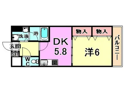 エスペランサ御影II(1DK/4階)の間取り写真