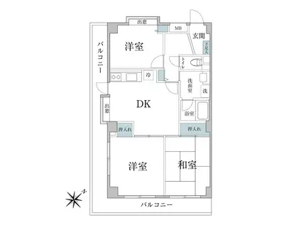 ヴェルフォーレW(3DK/2階)の間取り写真