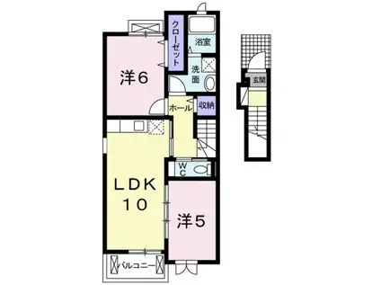 フェデール A(2LDK/2階)の間取り写真
