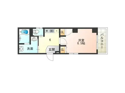 THE CITY ゆめ咲(1K/1階)の間取り写真