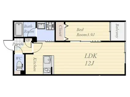 リテラス常盤(1LDK/1階)の間取り写真