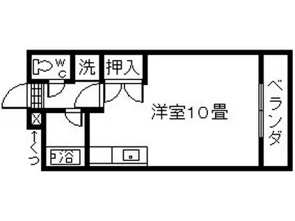 ユースドールA(ワンルーム/2階)の間取り写真