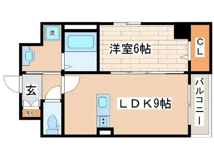 ラフェリシア海岸通(1LDK/4階)の間取り写真