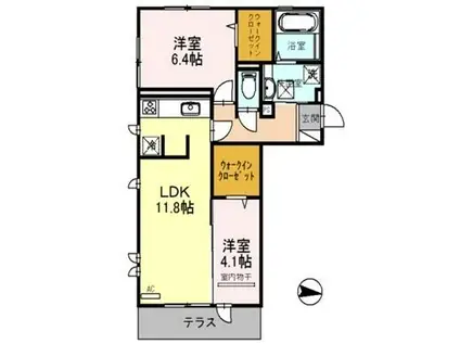 コンフォルシア鳳(2LDK/1階)の間取り写真