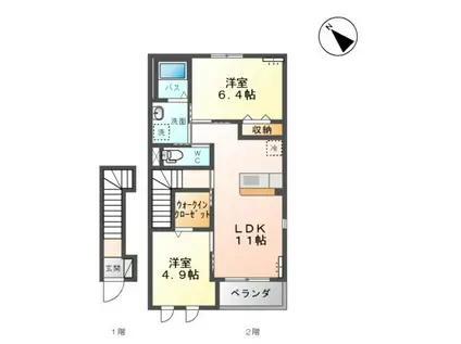 プラムフィールド(2LDK/2階)の間取り写真