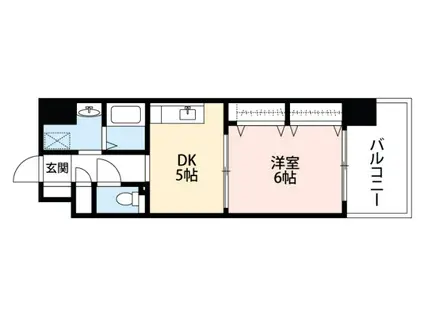 ロアール段原(1DK/2階)の間取り写真