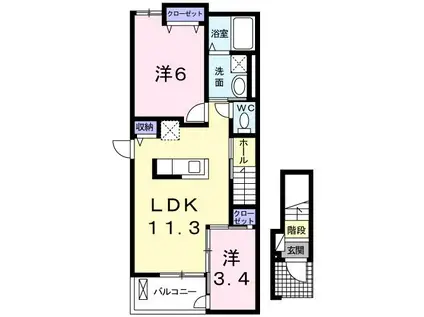 メゾンコメサ(2LDK/2階)の間取り写真