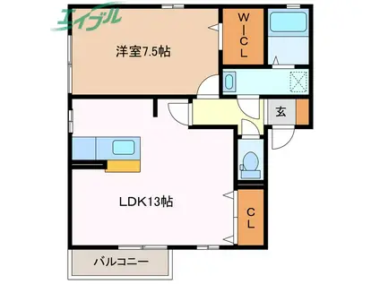 リブレットIII(1LDK/1階)の間取り写真