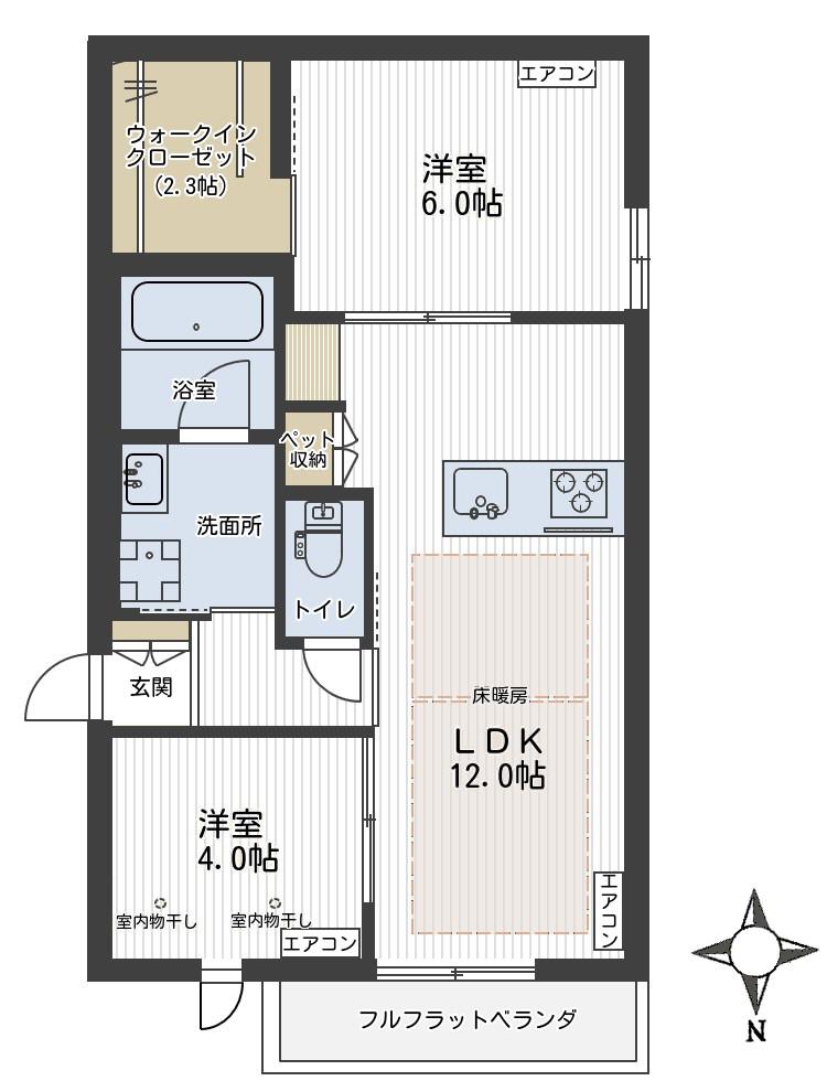 MAISON DE SUCRE(2LDK/1階)の間取り写真