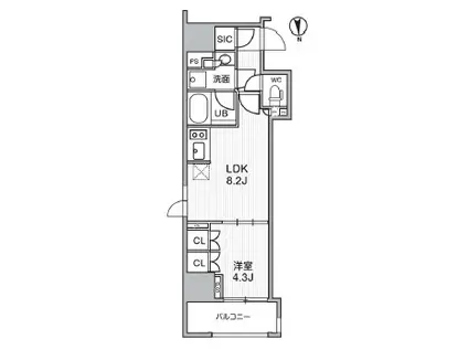 SEASON FLATS 新御徒町(1LDK/4階)の間取り写真