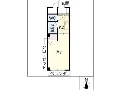 サンライズヤスクニ(1K/4階)の間取り写真