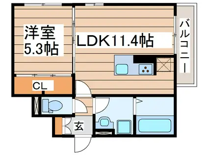 D-ROOM荒井(1LDK/2階)の間取り写真