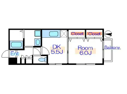 ソレイユ江北(1DK/1階)の間取り写真