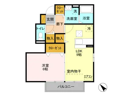 グランポルテ美園A(1LDK/1階)の間取り写真