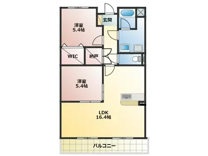 ヒラソール(2LDK/2階)の間取り写真