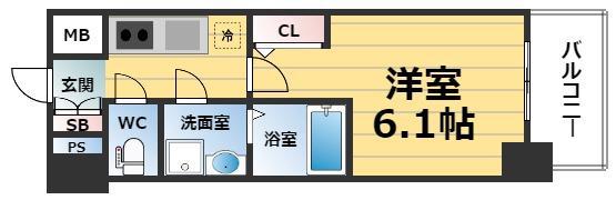 エスリード南森町ラグシス(1K/8階)の間取り写真
