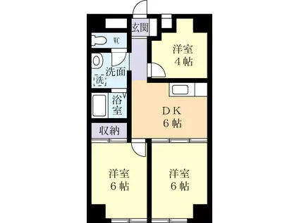 カズサコーポ(2SDK/6階)の間取り写真
